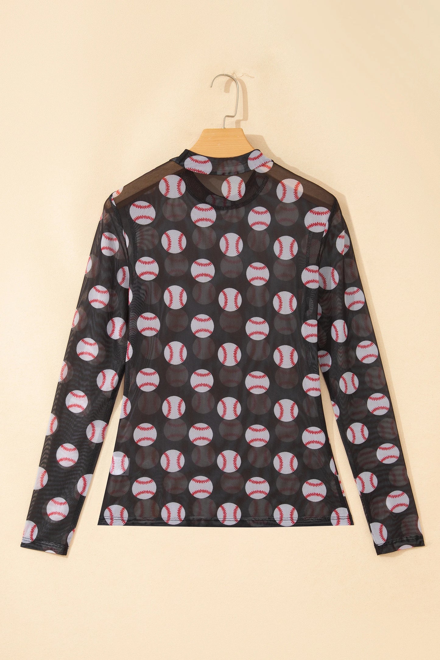 Game Day Baseball Sheer Mesh Long Sleeve Top
