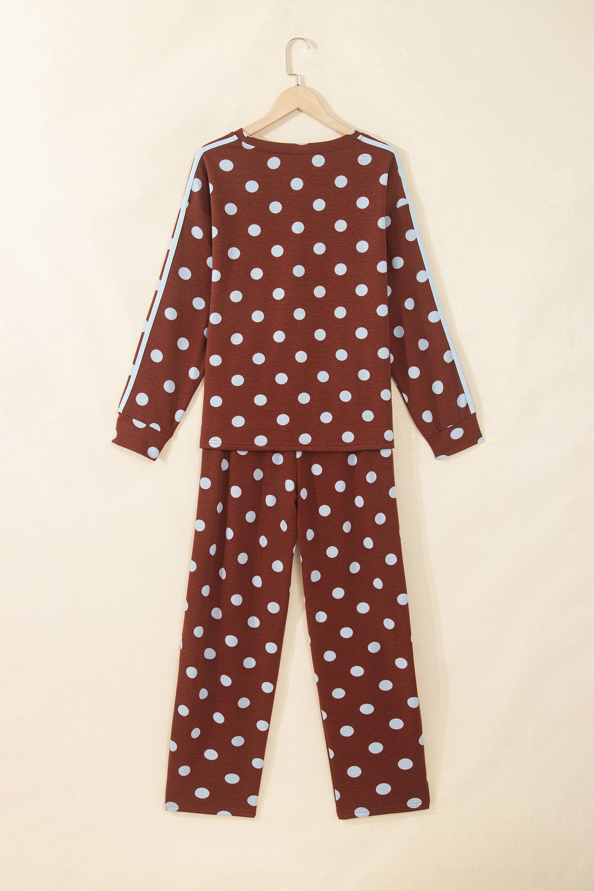 Polka Dot Side Stripe Long Sleeve Top & Pant Set