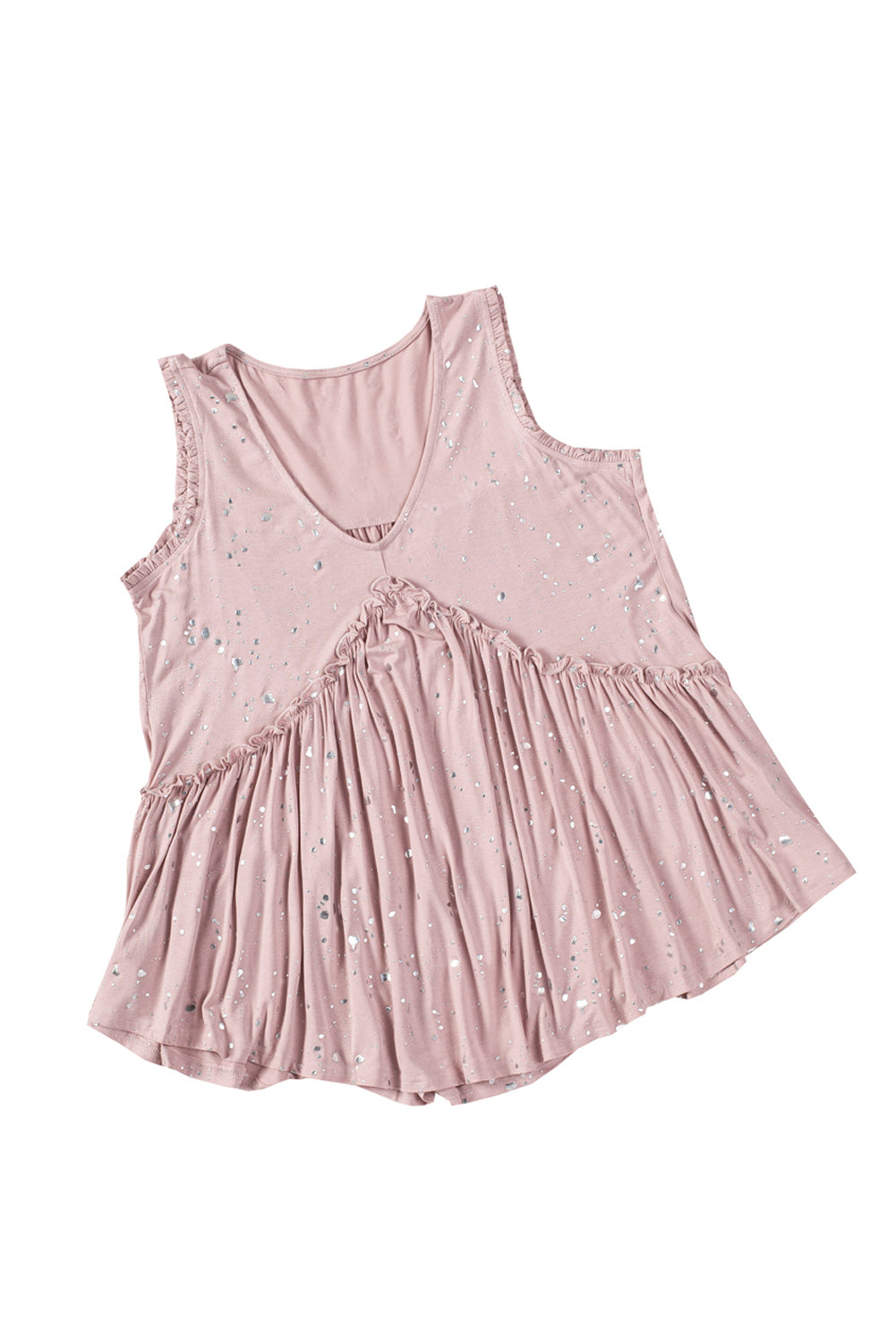 Metallic Dotted Ruffle Babydoll Tank