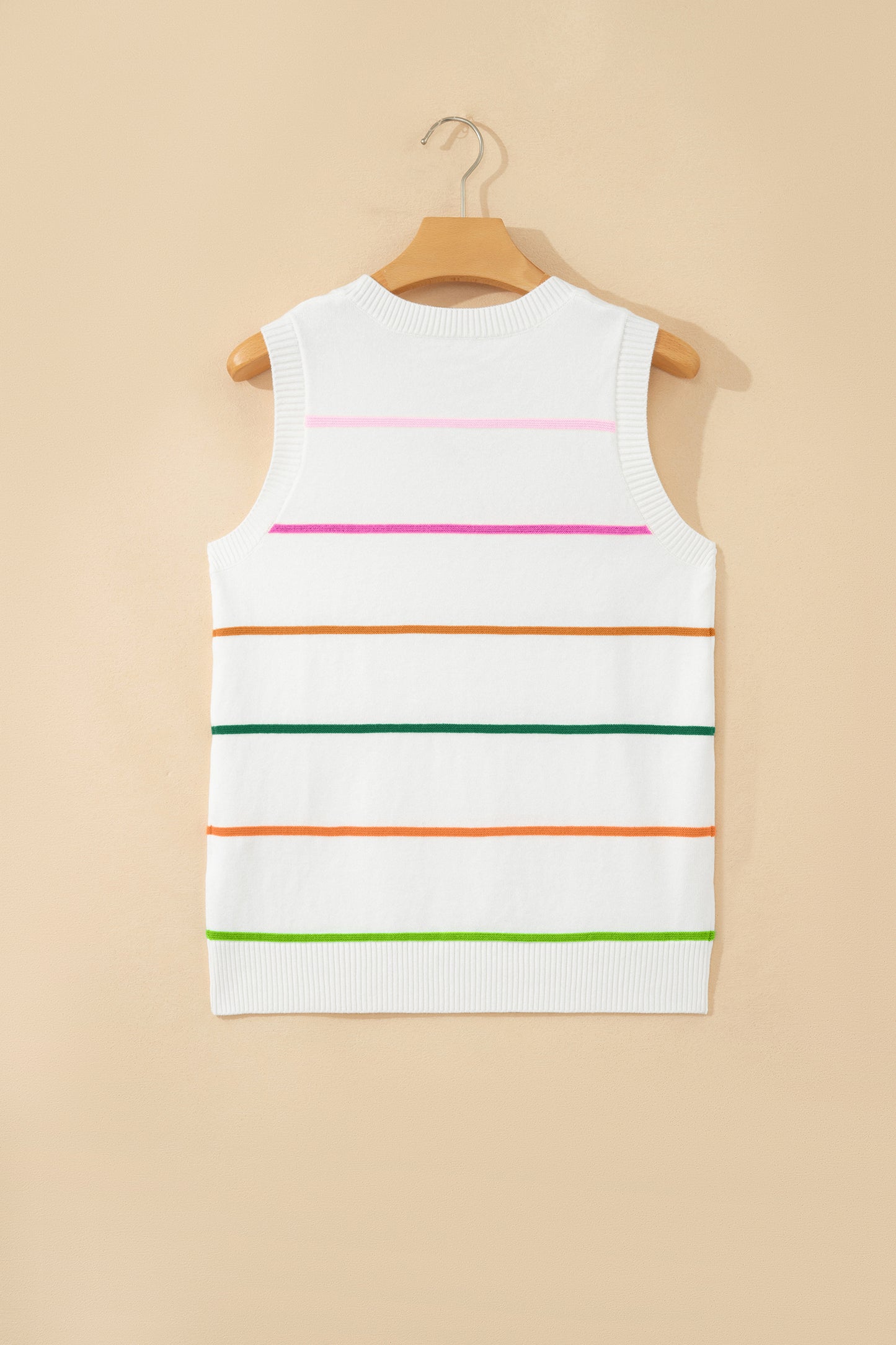 Stripe Round Neck Sleeveless Sweater Tank