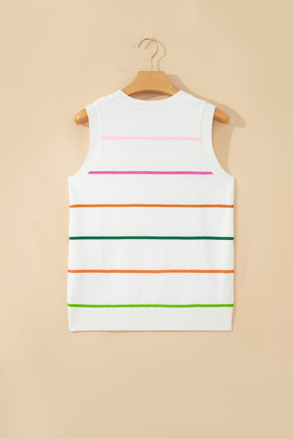 Stripe Round Neck Sleeveless Sweater Tank