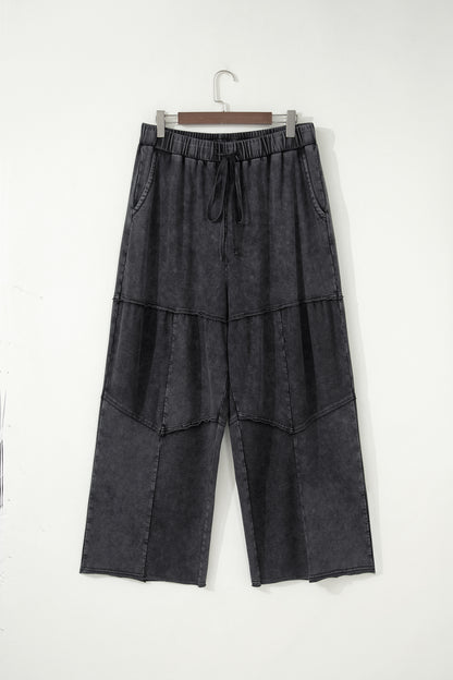 Plus Size Mineral Wash Exposed Seam Drawstring Pants