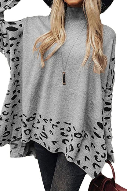 Leopard Mock Neck Oversized Sweater