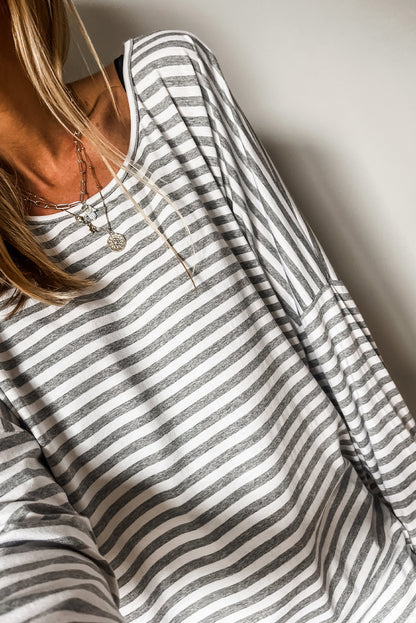 Stripe Round Neck Long Sleeve Top