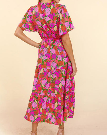 Floral Smocked Waist Maxi Dress