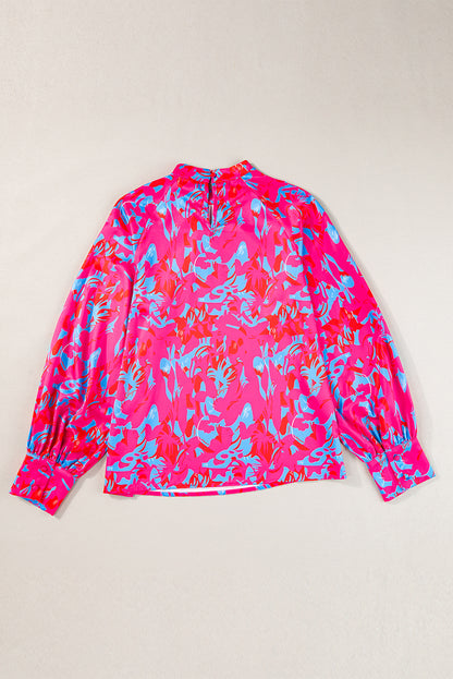 Abstract Bubble Sleeve Blouse