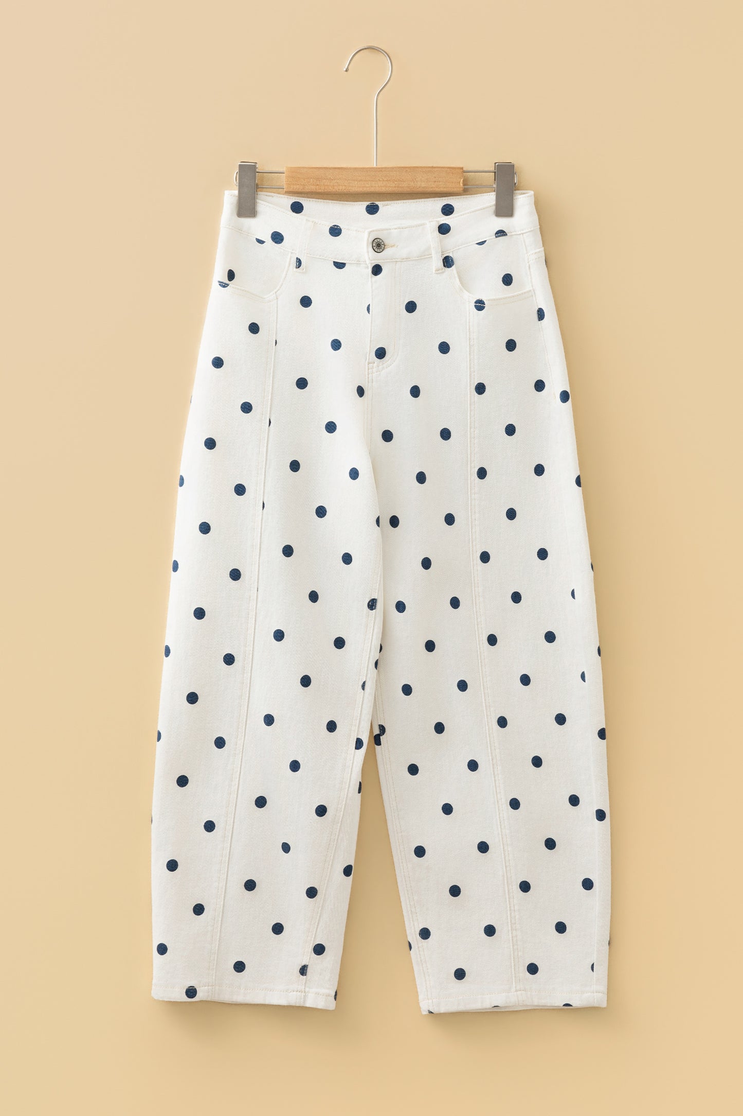 Polka Dot Tailored Seam Ankle Length Jeans