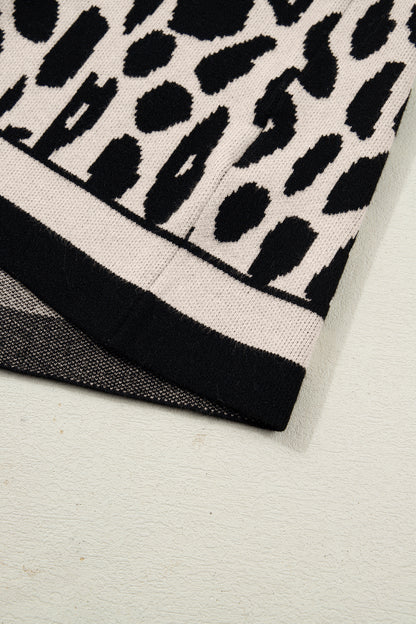 Leopard Mock Neck Short Sleeve Sweater