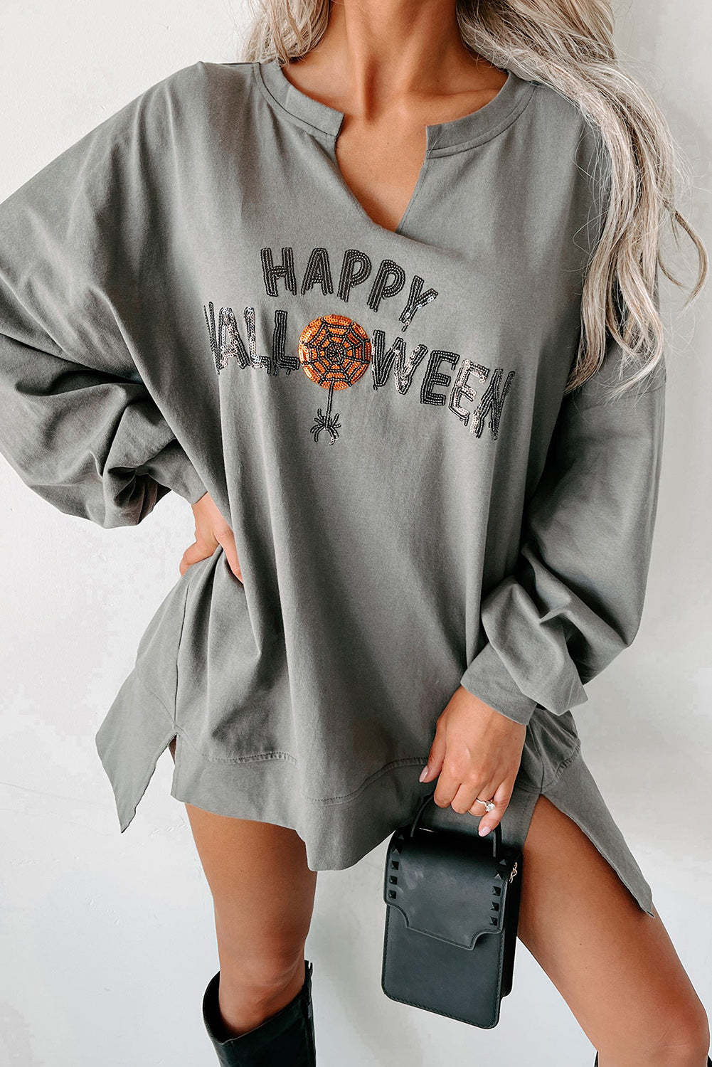 Happy Halloween Sequin Long Sleeve Top