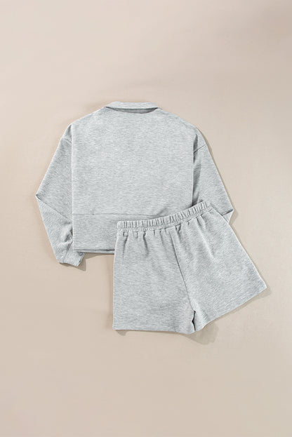 Zipped Sweatshirt and Shorts Set