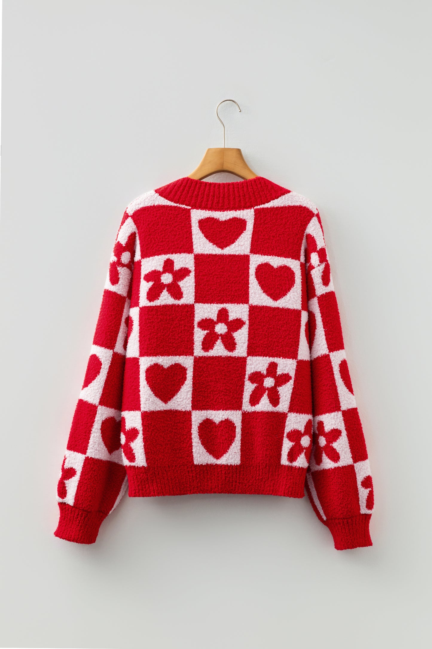 Valentine Heart V-Neck Long Sleeve Sweater