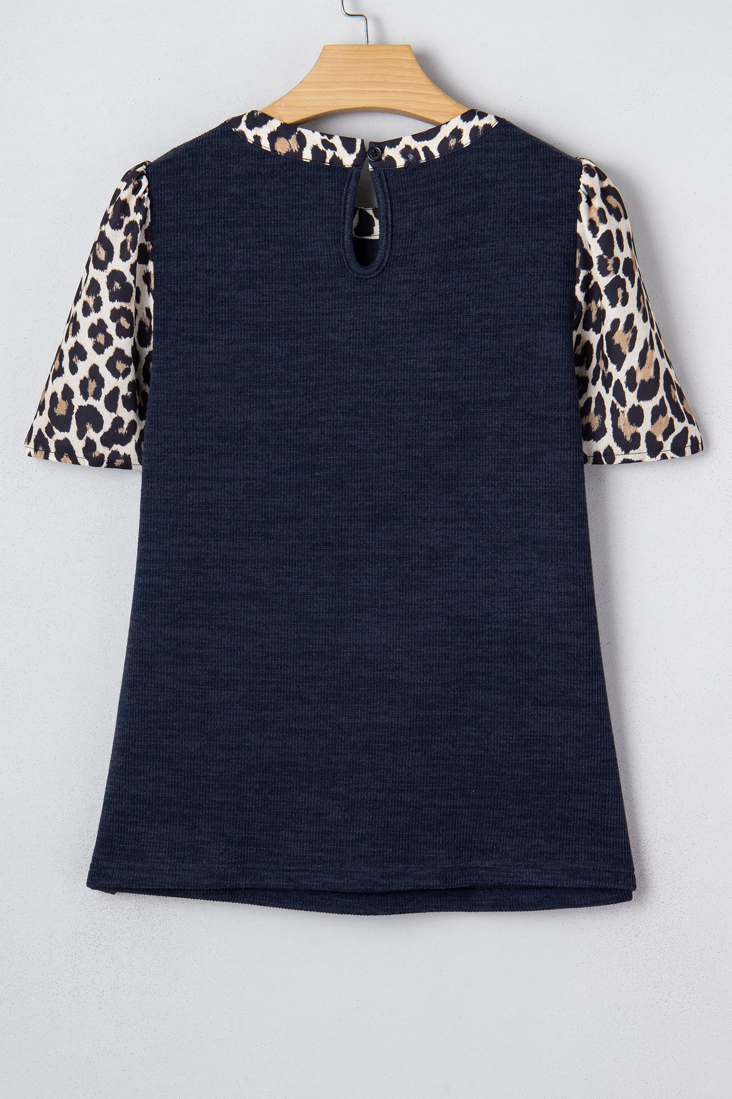 Leopard Patchwork Ribbed Short Sleeve Top