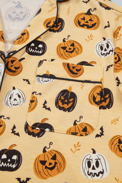 Halloween Jack-O-Lantern Ruffle Top & Shorts Lounge Set