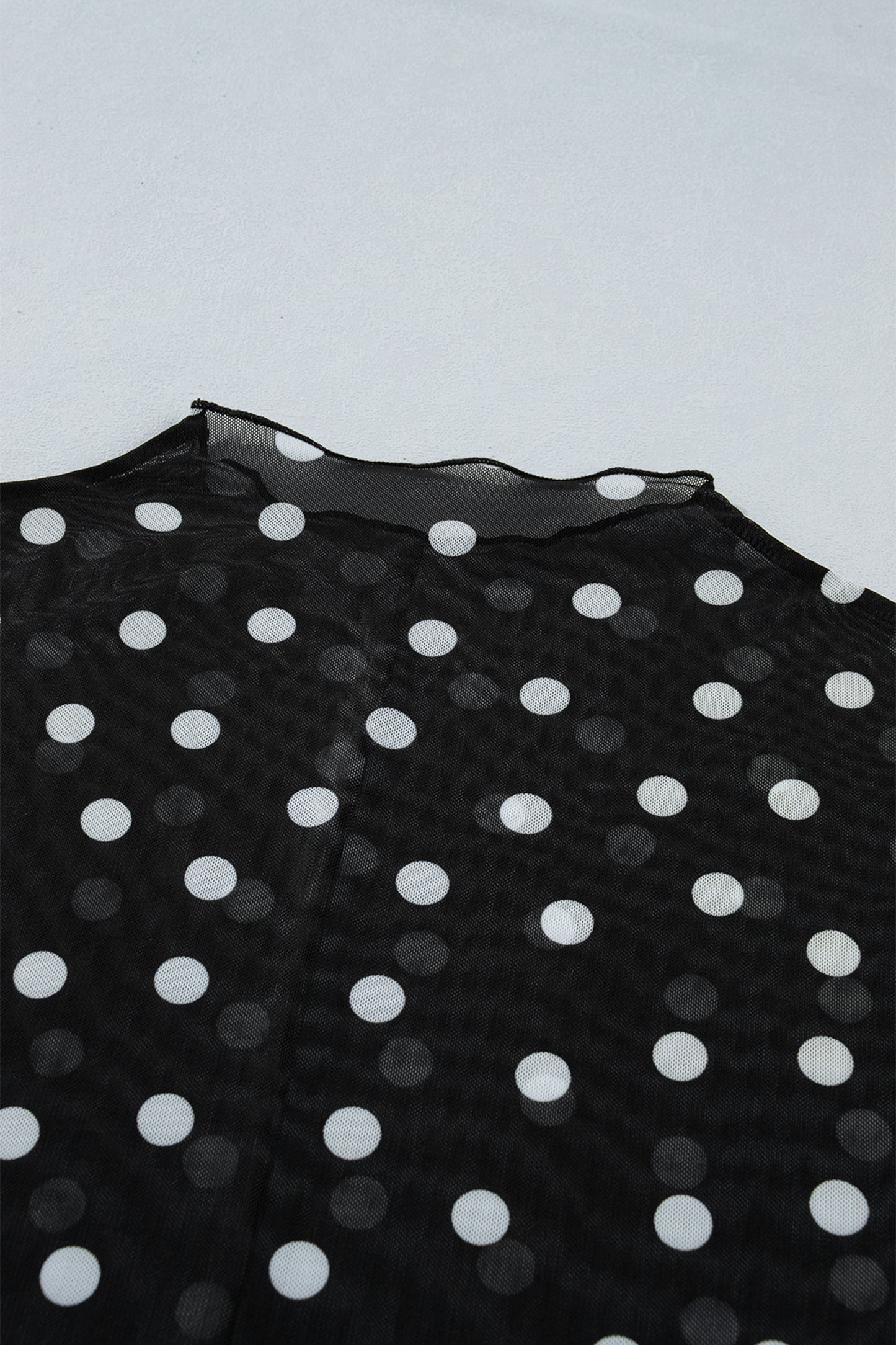 Plus Size Polka Dot Mesh Mock Neck Top