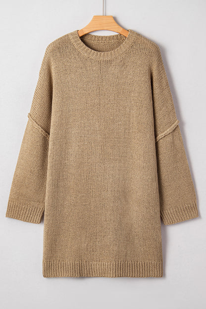 Solid Slouchy Drop Shoulder Sweater Dress