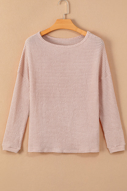 Waffle Knit Long Sleeve Top