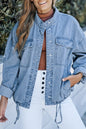 Denim Tab Sleeve Pocketed Jacket