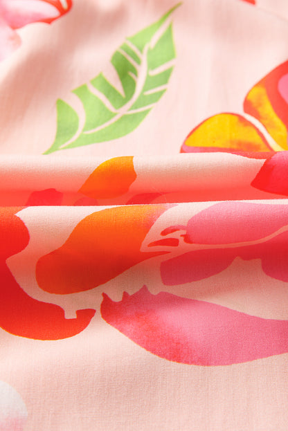 Floral V-Neck Puff Sleeve Maxi Dress