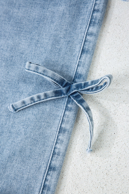 Denim Bow Side Straight Leg Jeans