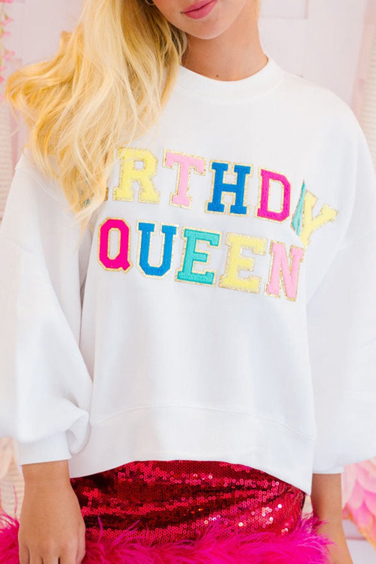 BIRTHDAY QUEEN Balloon Sleeve Sweatshirt