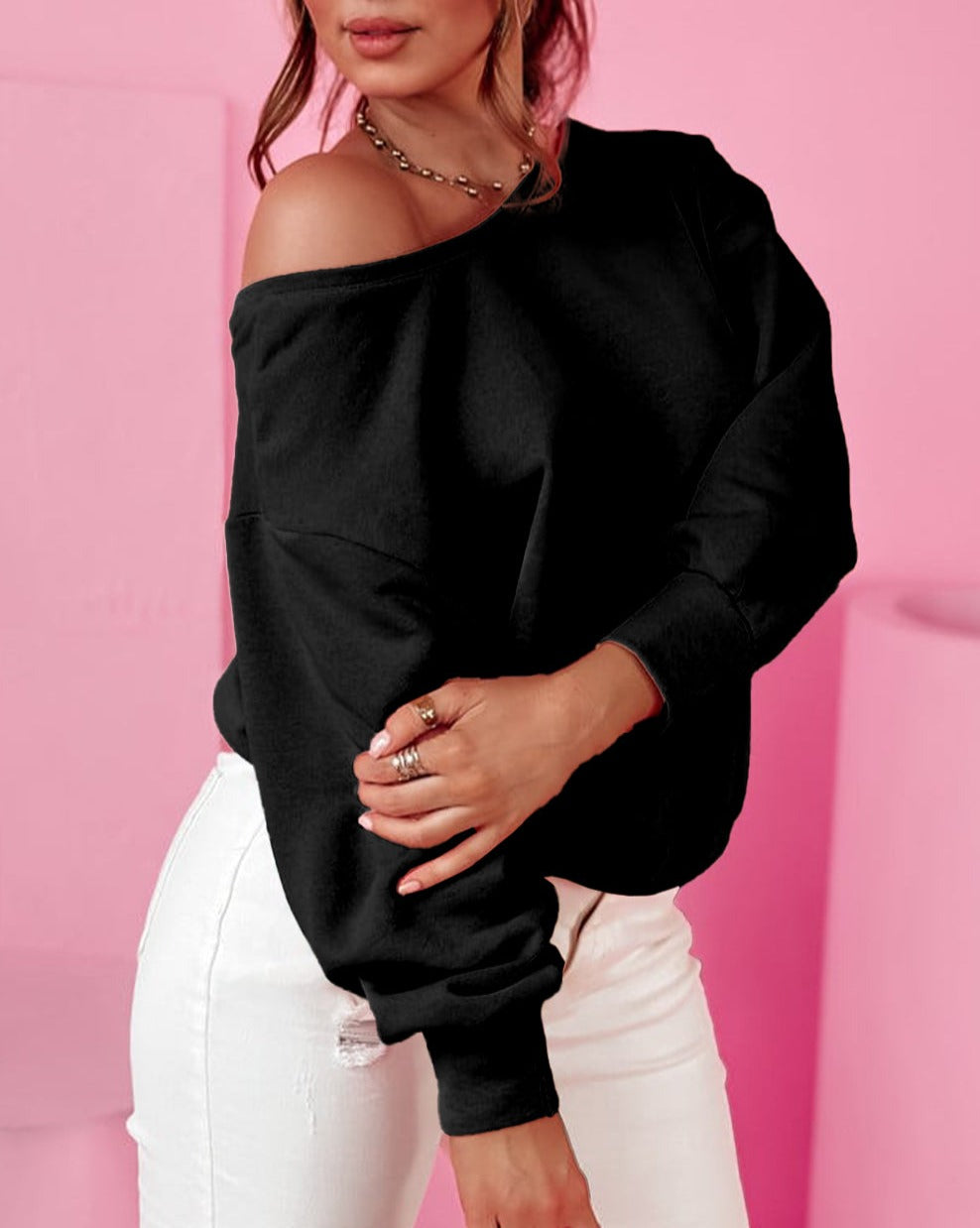 Bow Back Round Neck Sweatshirt