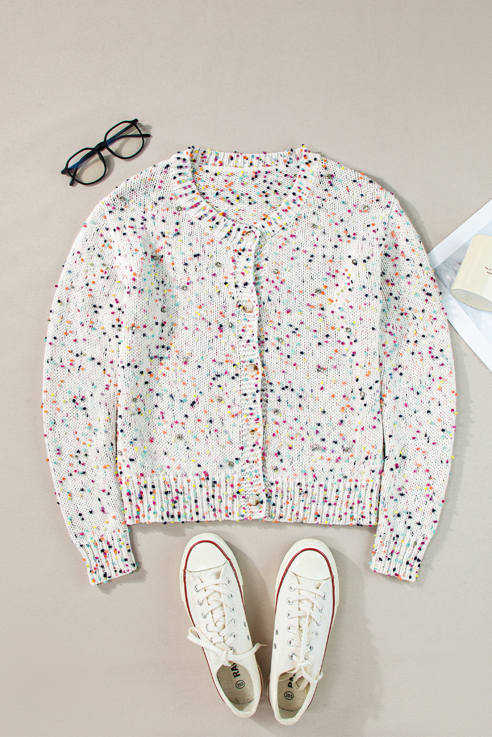 Confetti Open Front Sweater Cardigan