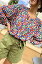 Floral Balloon Sleeve Blouse