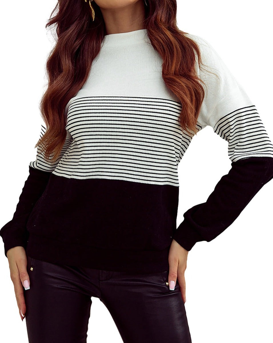 Stripe Colorblock Long Sleeve Top