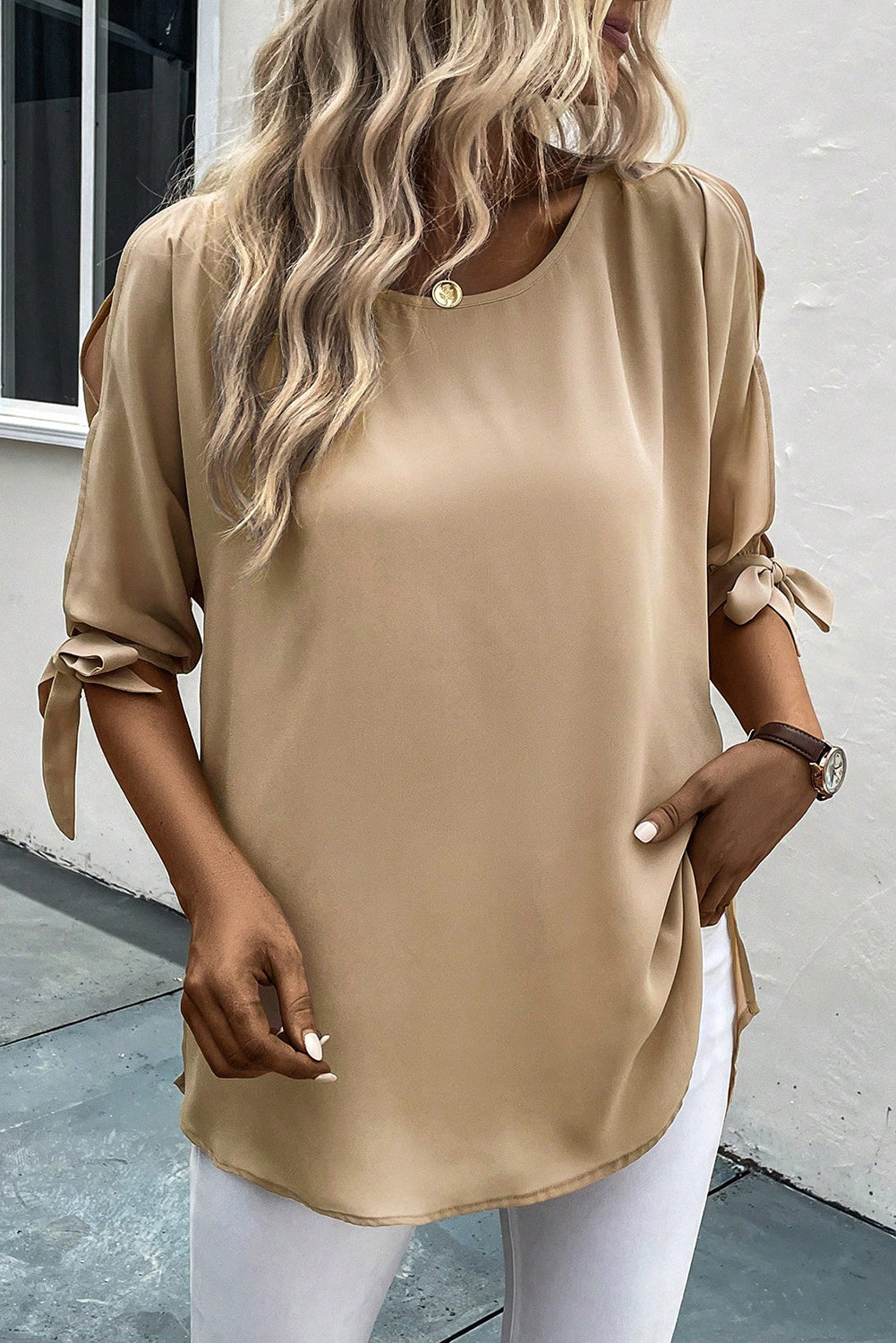 Bow Tied 3/4 Sleeve Blouse