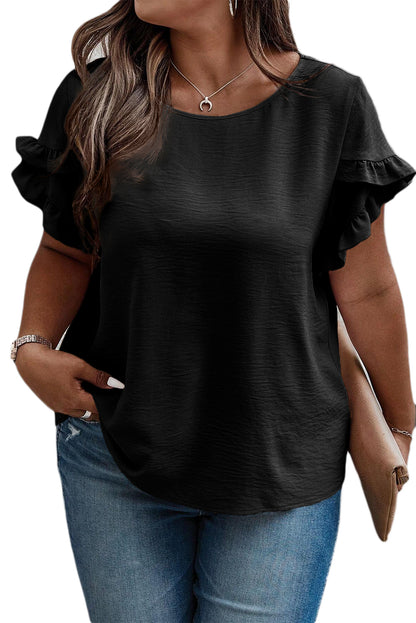 Ruffle Short Sleeve Top Plus Size