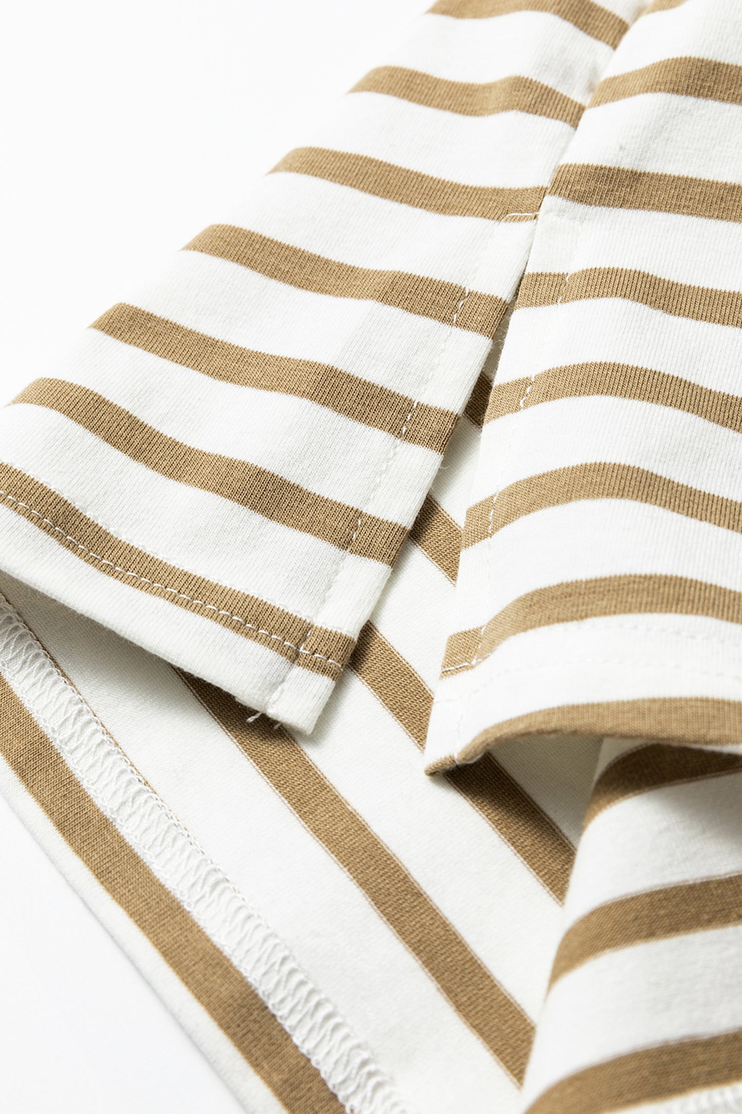 Stripe Leopard Patchwork Round Neck T-Shirt