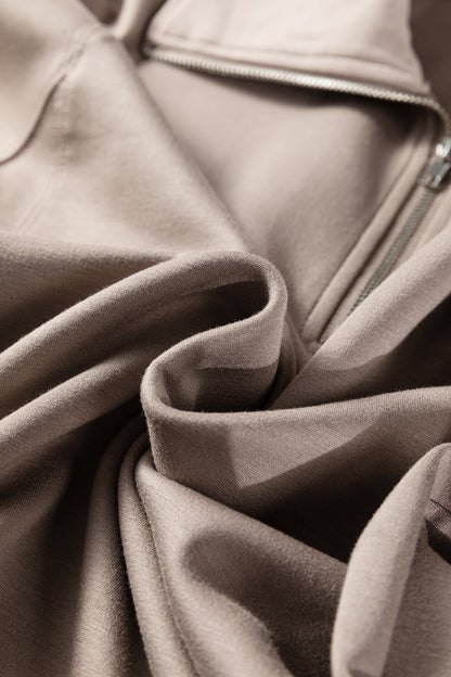 Solid Quarter-Zip Top and Drawstring Pants Set