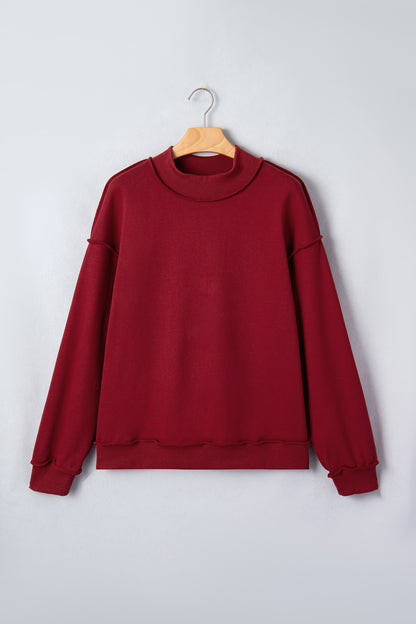 Solid Reversible Mock Neck Oversized Sweatshirt