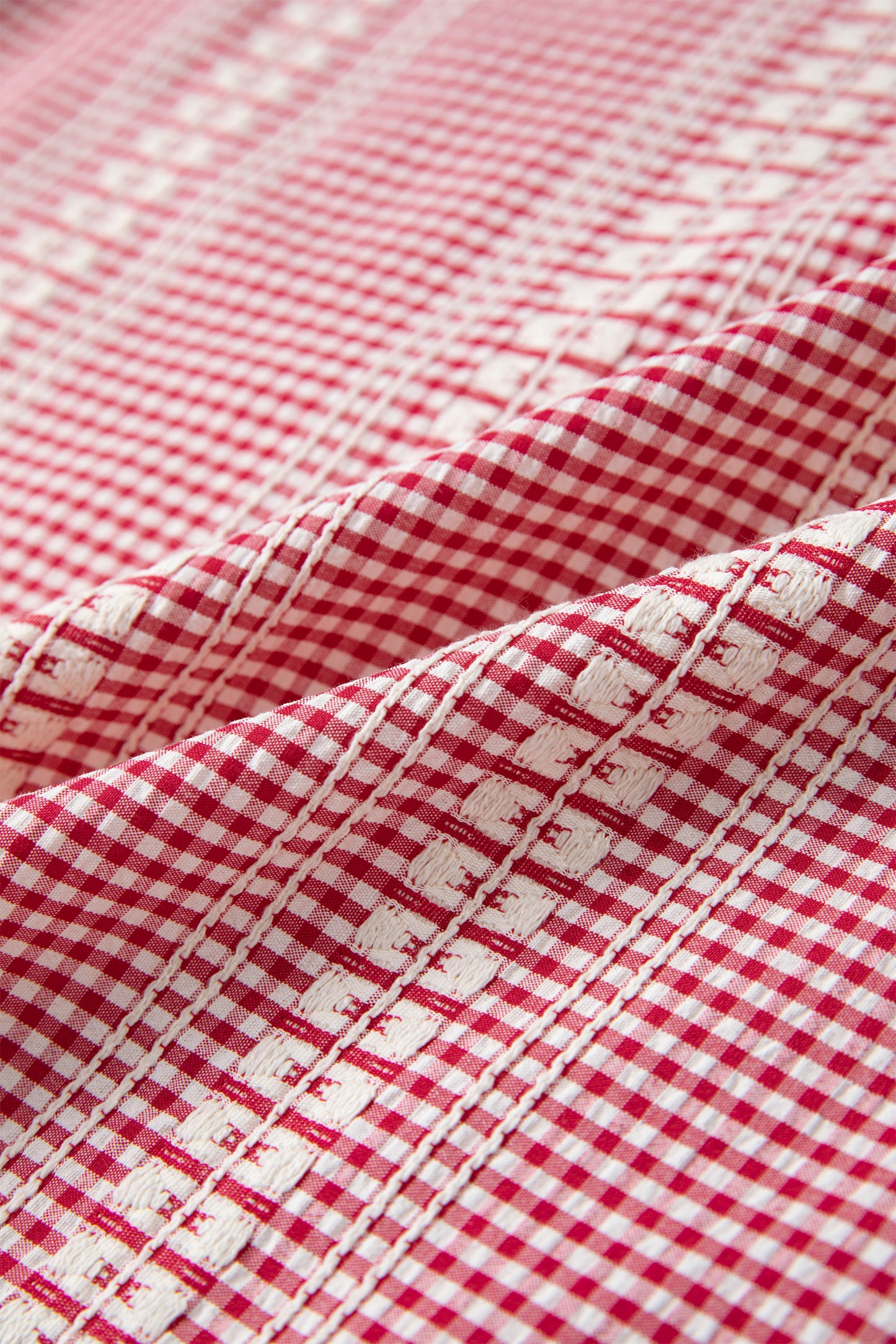 Western Pony Embroidered Gingham Puff Sleeve Blouse
