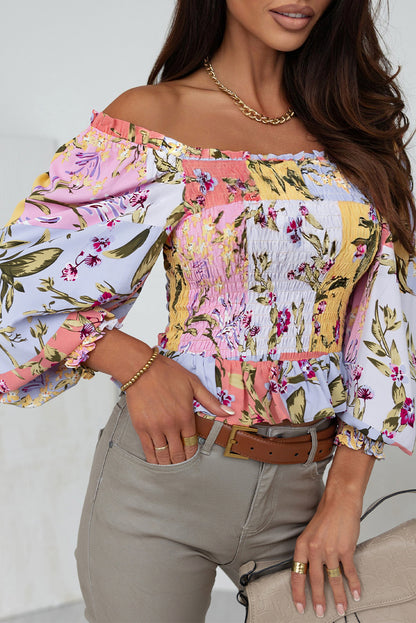 Floral Smocked Puff Sleeve Blouse