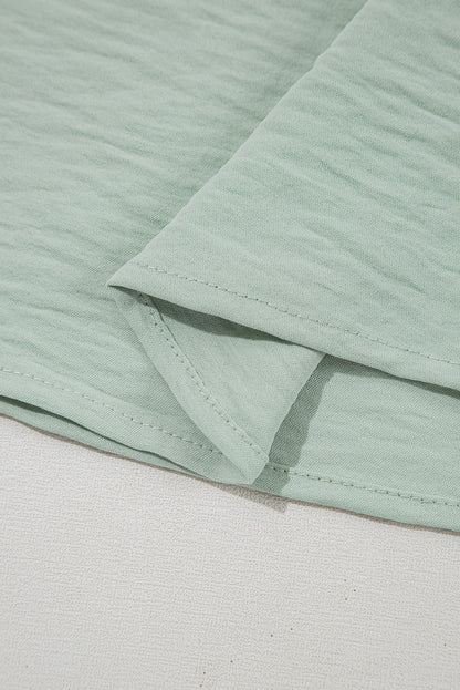 Solid Ruffle Short Sleeve Blouse