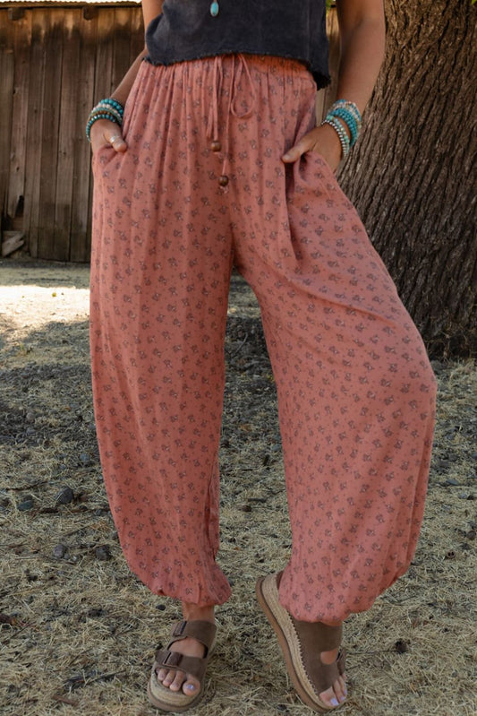 Floral Wide Leg Jogger Pants