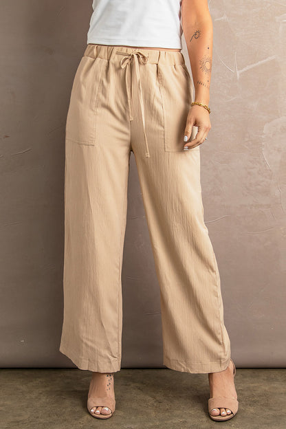 Drawstring Waist Wide Leg Pants