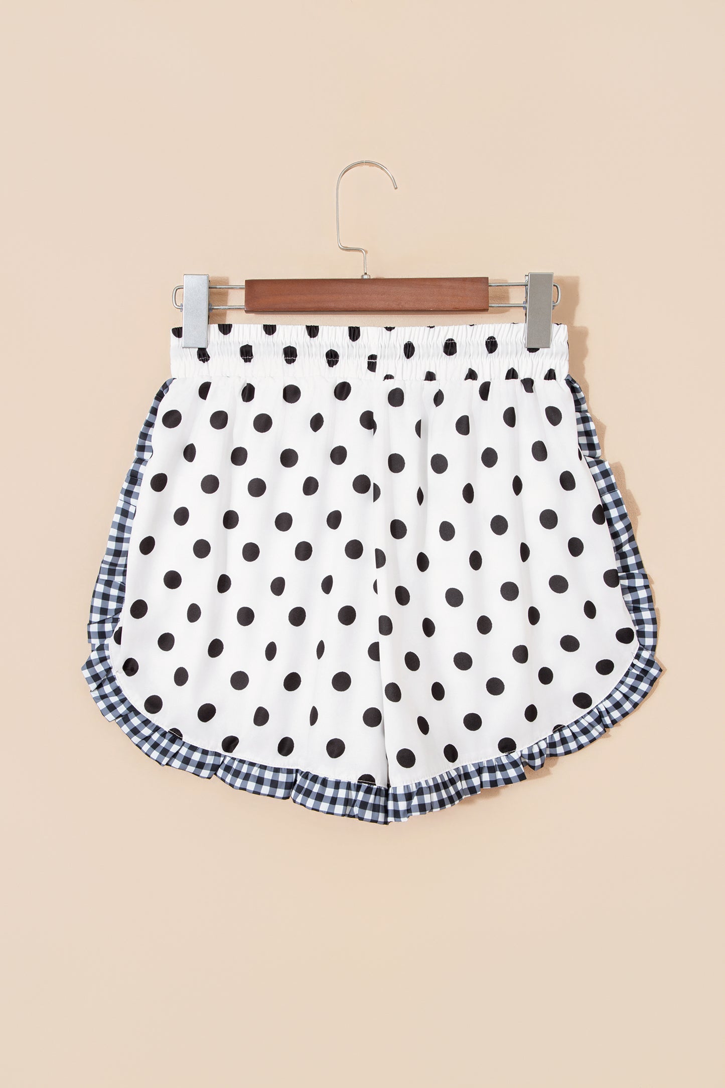 Polka Dot & Leopard Contrast Ruffle Trim Shorts