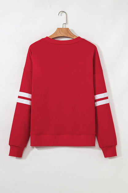 Varsity Stripe Drop Shoulder Oversized Sweatshirt