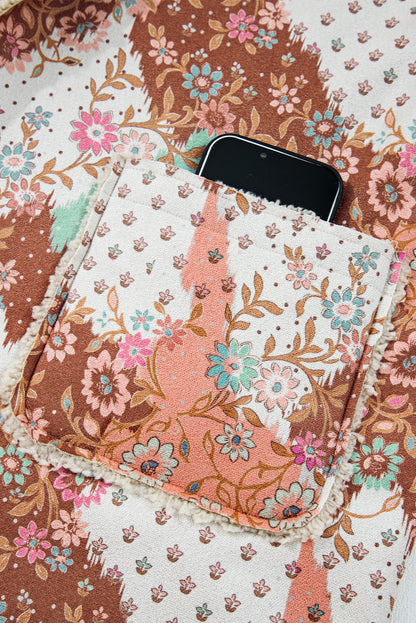 Floral Sherpa Lined Hooded Jacket