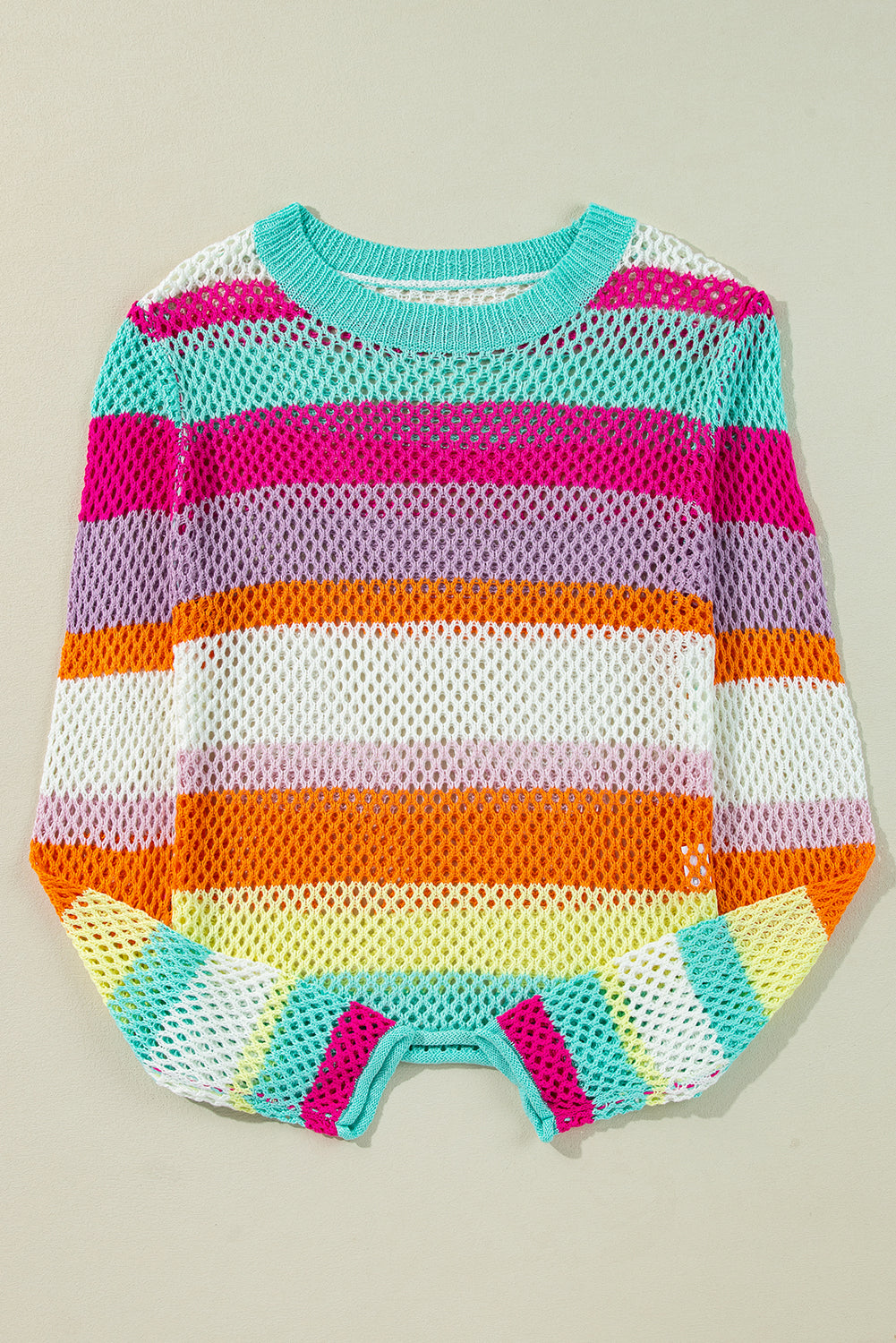 Colorblock Stripe Crochet Sweater