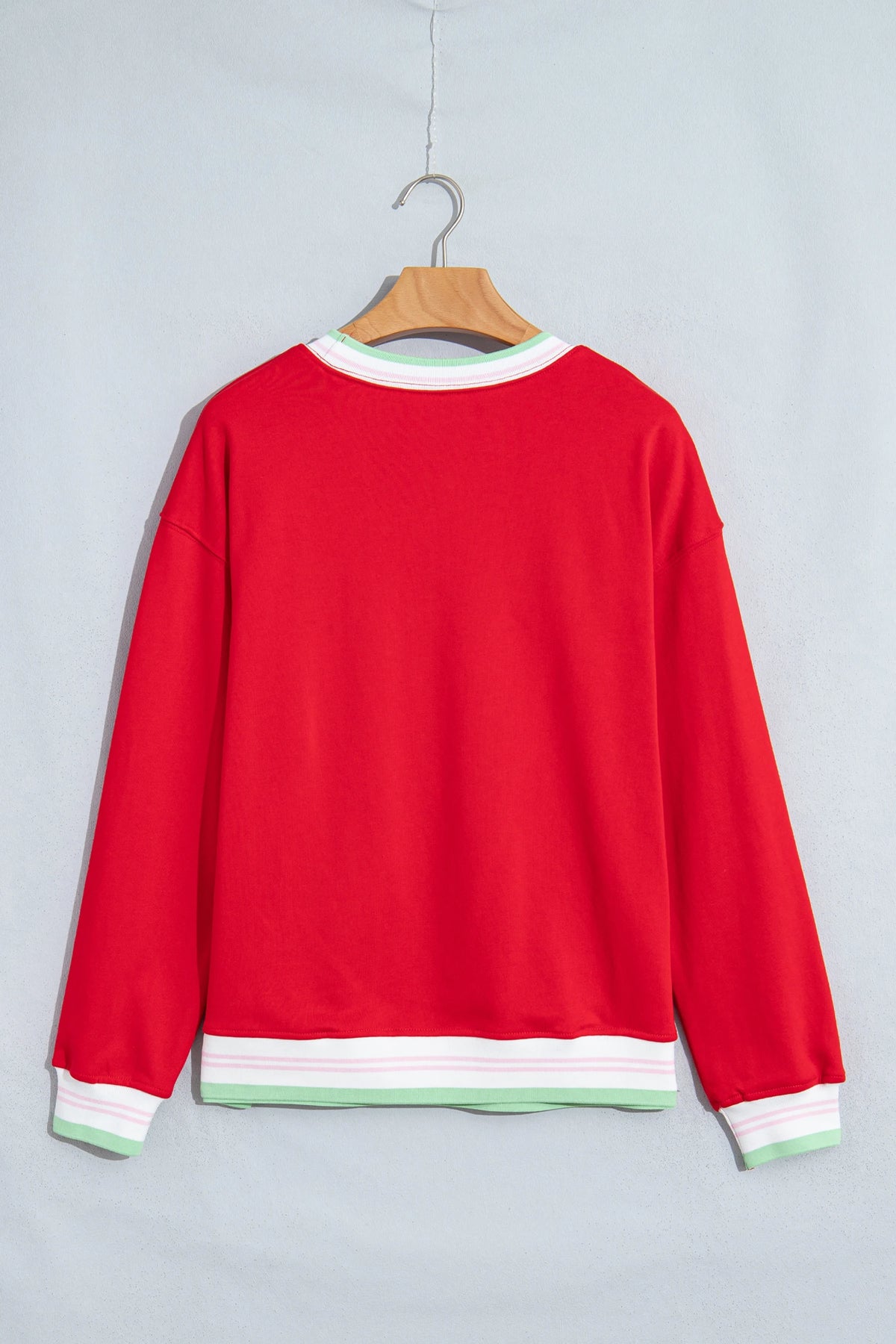 Stripe Contrast Trim Drop Shoulder Sweatshirt