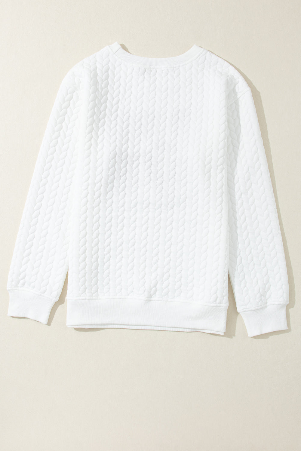 Embroidered Patch Cable Knit Pullover Sweatshirt