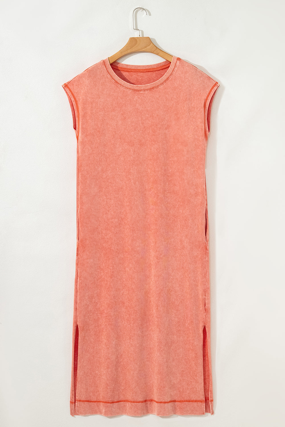 Mineral Wash Pocketed T-shirt Maxi Dress