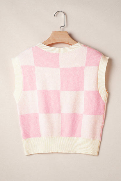 Bow Checker Sweater Top