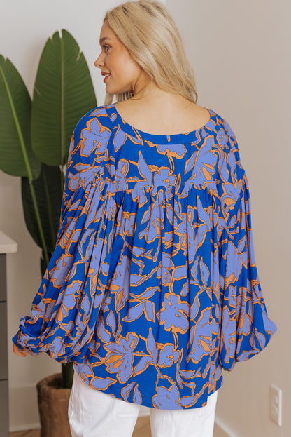 Floral Batwing Sleeve Button-Up Shirt