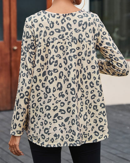 Leopard Crisscross Long Sleeve Top