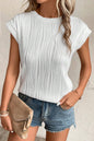 Wavy Texture Cap Sleeve Top