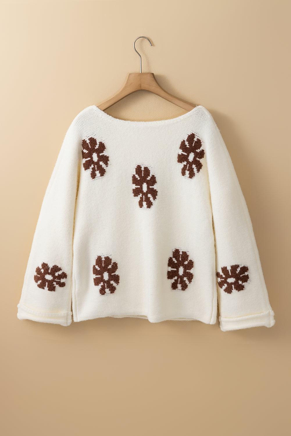 Floral Wide Sleeve Boatneck Sweater